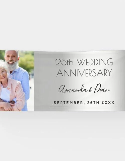 25th silver wedding anniversary custom photo banner