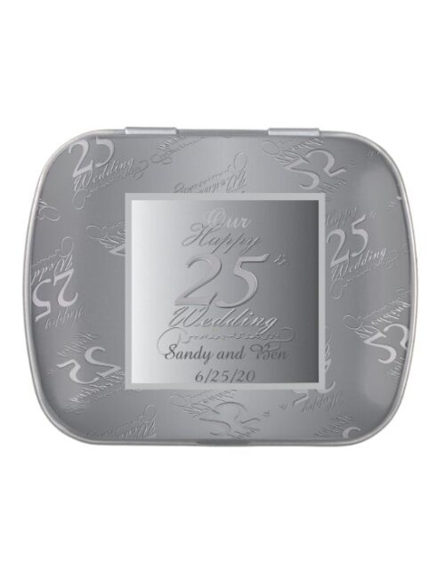"25th Wedding Anniversary" Silvery Candy Favor Candy Tin