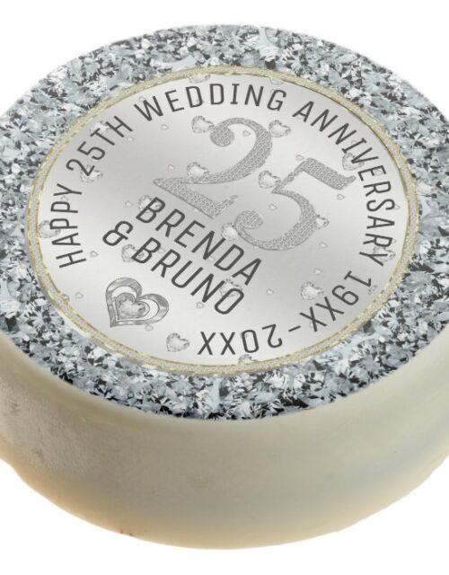 25th wedding anniversary White diamonds & silver Chocolate Covered Oreo