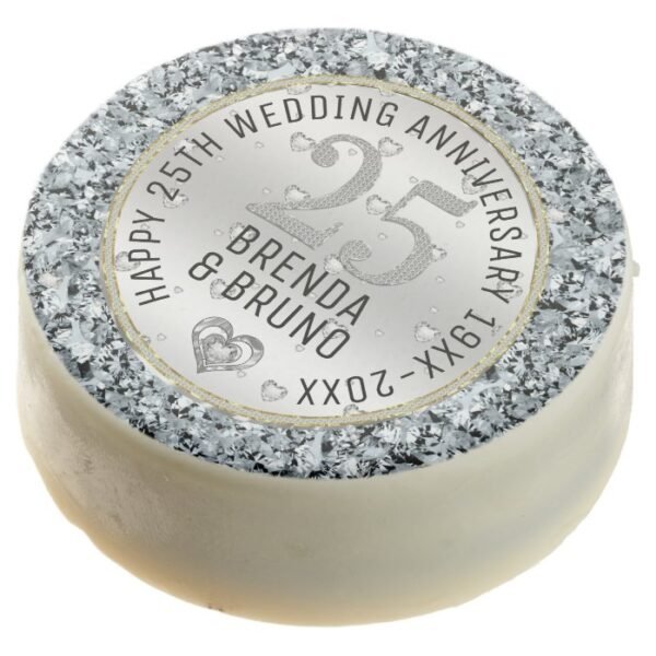 25th wedding anniversary White diamonds & silver Chocolate Covered Oreo