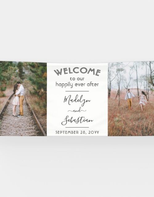 2 Photo Elegant Modern Two Picture Wedding Welcome Banner