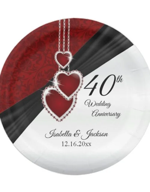 40th Ruby Wedding Anniversary Paper Plate