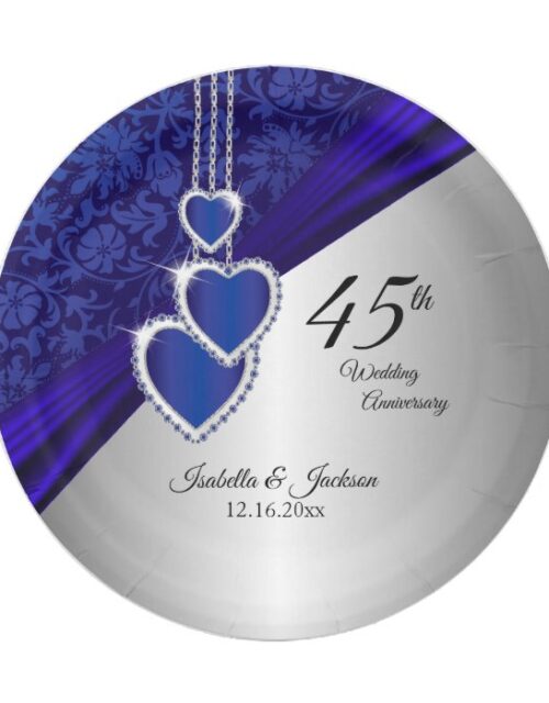 45th / 65th Sapphire Wedding Anniversary Paper Plate