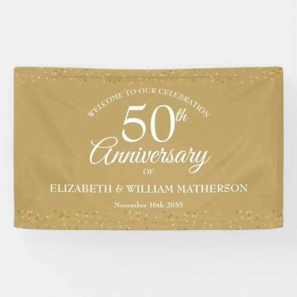 50th Anniversary Gold Dust Confetti Welcome Banner