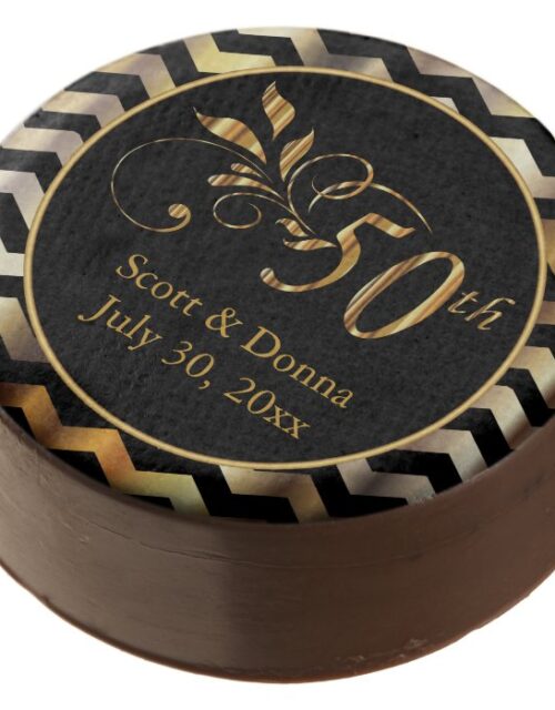 50th Golden Chevron Wedding Anniversary Chocolate Dipped Oreo