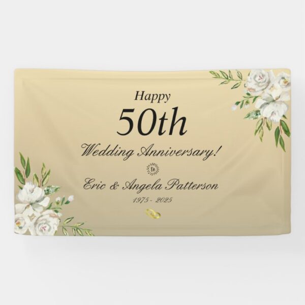 50th Wedding Anniversary Floral Banner