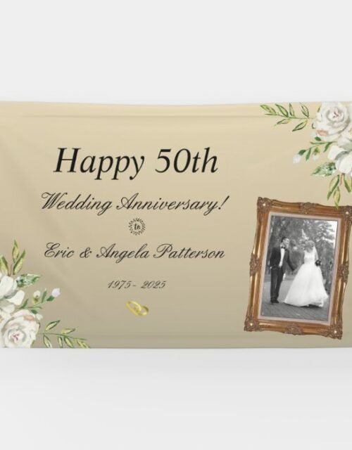 50th Wedding Anniversary Photo Floral Banner