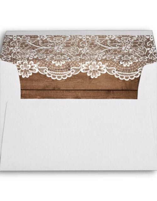 5x7 - Rustic Country Barn Wood Lace Wedding Envelope