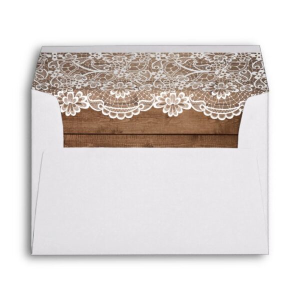 5x7 - Rustic Country Barn Wood Lace Wedding Envelope