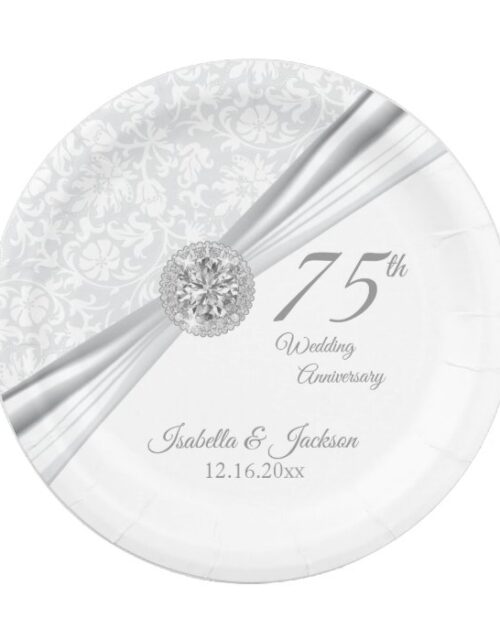 60th / 75th Diamond Wedding Anniversary on White Paper Plate