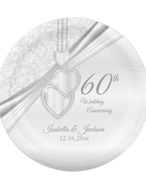 60th Diamond Wedding Anniversary Paper Plate