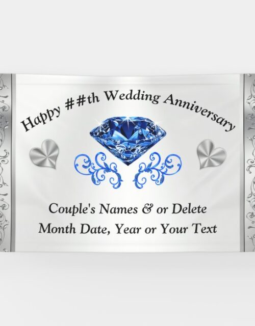 65th or 45th Sapphire Wedding Anniversary Banner