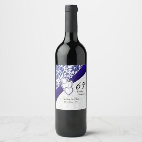 65th Sapphire Wedding Anniversary Wine Label