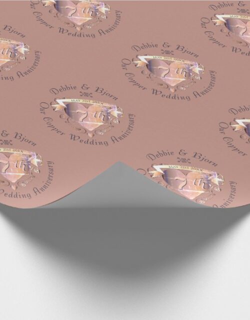 7th Copper Wedding Anniversary Wrapping Paper