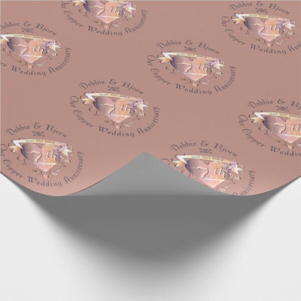 7th Copper Wedding Anniversary Wrapping Paper