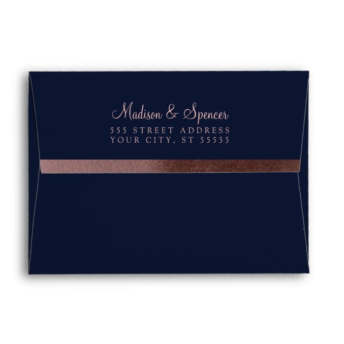 A7 Rose Gold Foil Return Address Wedding Mailing Envelope