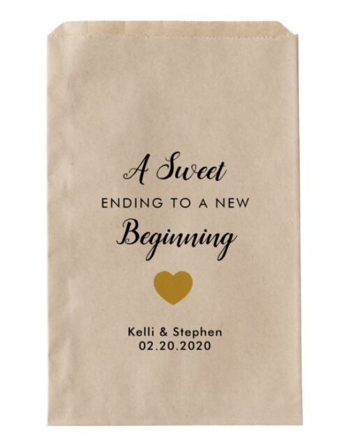 A Sweet Ending to a New Beginning Favor Treat Bags