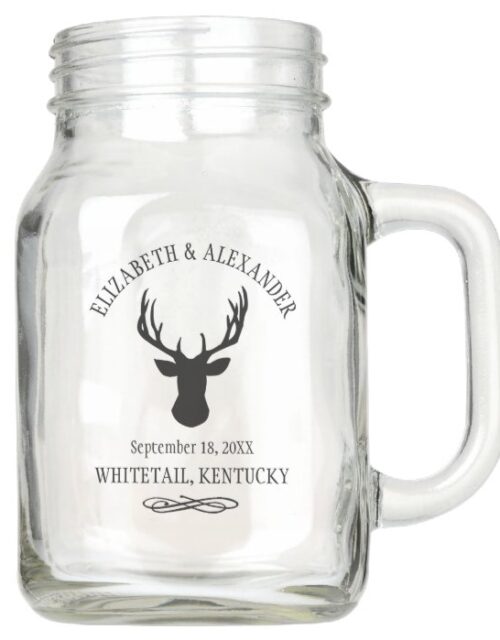 A Whitetail Buck Silhouette | Deer Hunter Wedding Mason Jar