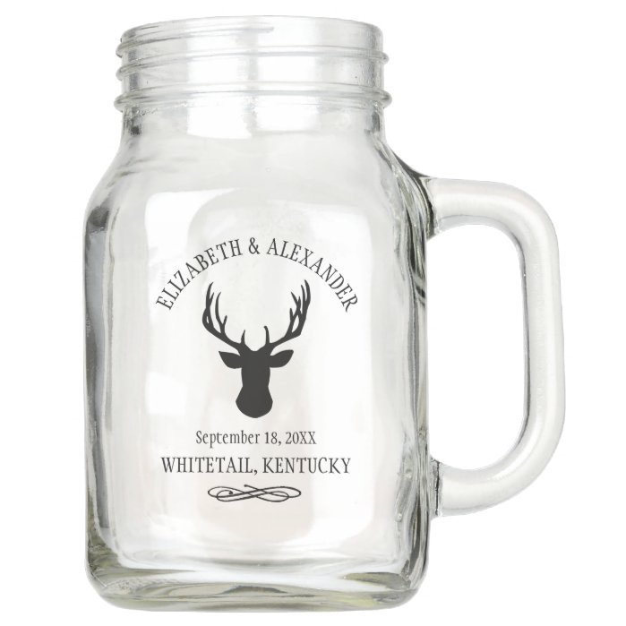 A Whitetail Buck Silhouette | Deer Hunter Wedding Mason Jar