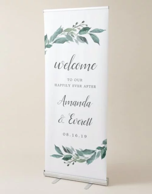 Abundant Foliage Wedding Welcome Retractable Banner