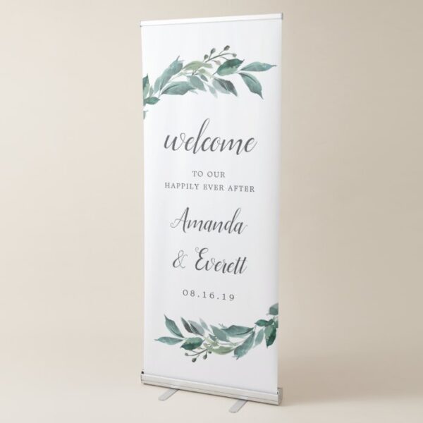 Abundant Foliage Wedding Welcome Retractable Banner