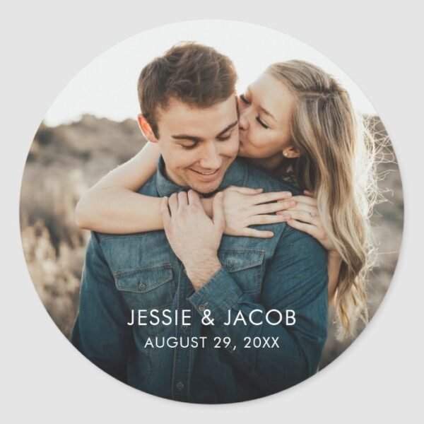 Add Your Own Photo Custom Wedding Classic Round Sticker