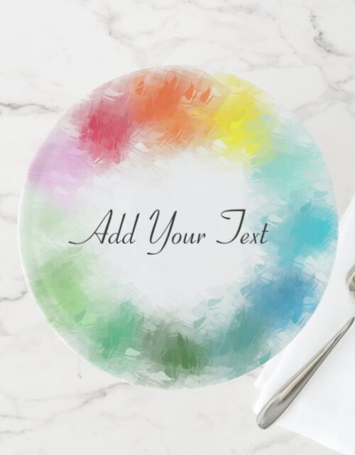 Add Your Text Hand Script Modern Colorful Template Cake Stand