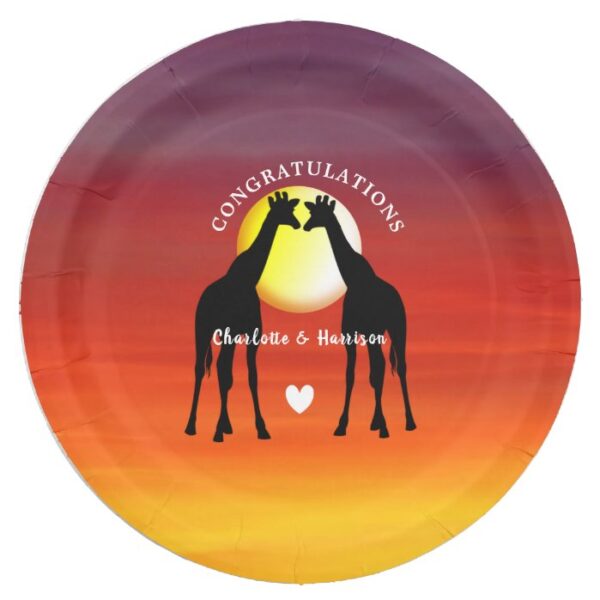 African Animal Safari Sunset Personalized Paper Plate