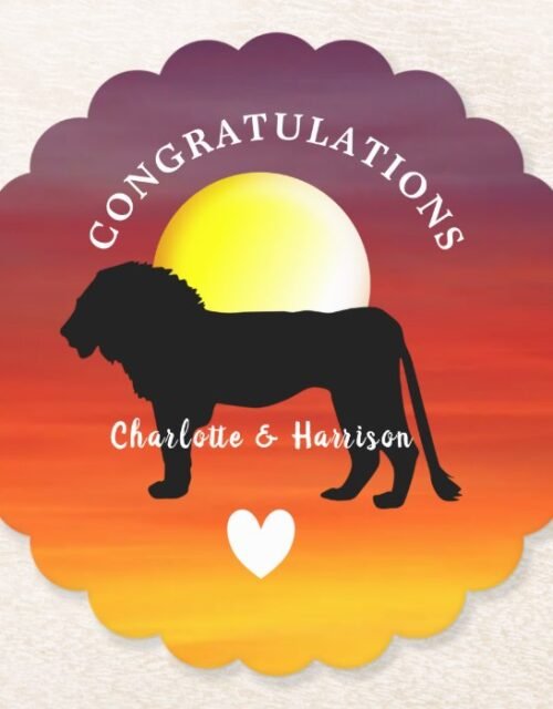 African Safari Wedding Theme Congratulations Paper Coaster