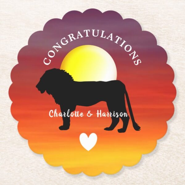 African Safari Wedding Theme Congratulations Paper Coaster