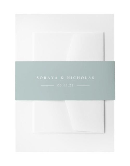 Airy Collection | Solid Green Personalized Wedding Invitation Belly Band