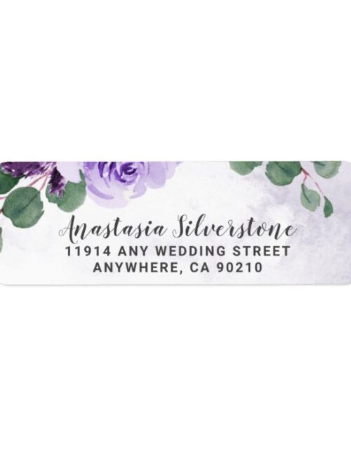 Airy Purple and Silver Floral Boho Wedding Address Label