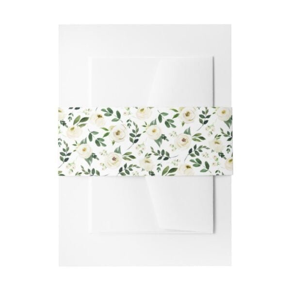 Alabaster Floral Pattern Invitation Belly Band