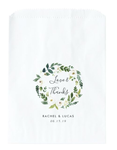 Alabaster Wreath Wedding Thank You Favor Bag