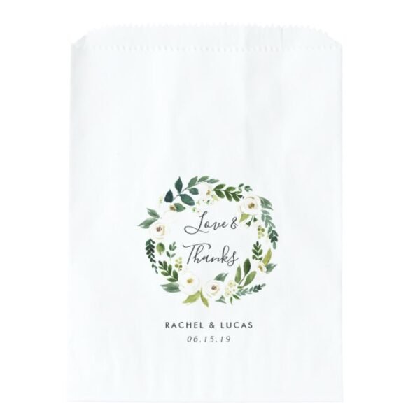 Alabaster Wreath Wedding Thank You Favor Bag