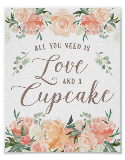 All you need is Love and a Cupcake Dessert Table Poster