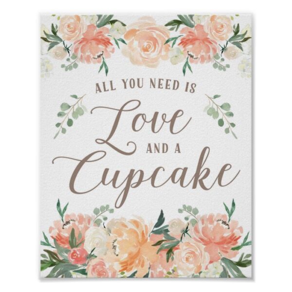 All you need is Love and a Cupcake Dessert Table Poster