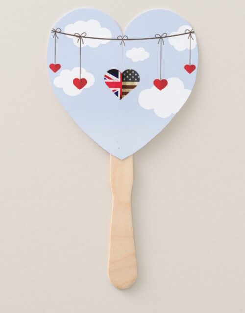 American and British flags, Heart Royal Wedding Hand Fan