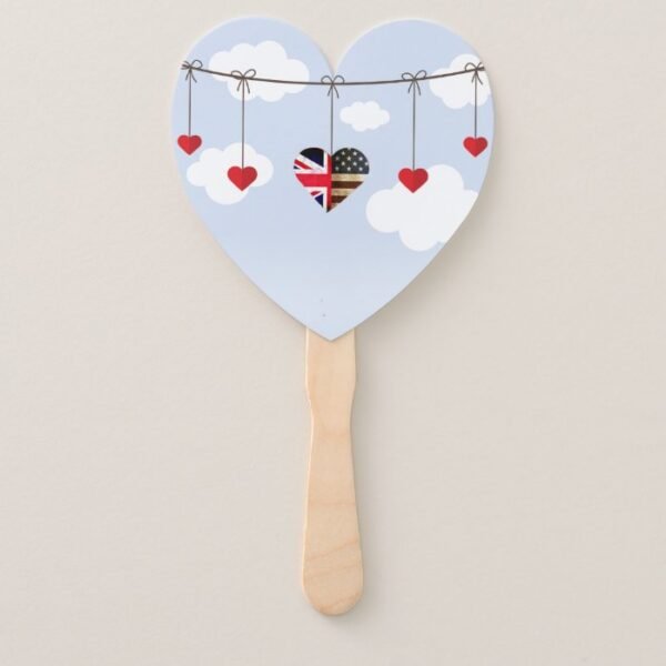American and British flags, Heart Royal Wedding Hand Fan
