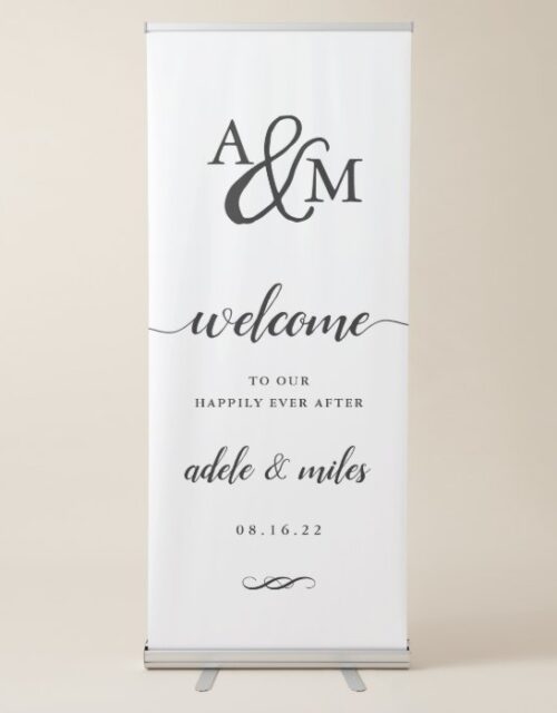 Ampersand Monogram Wedding Welcome Retractable Banner