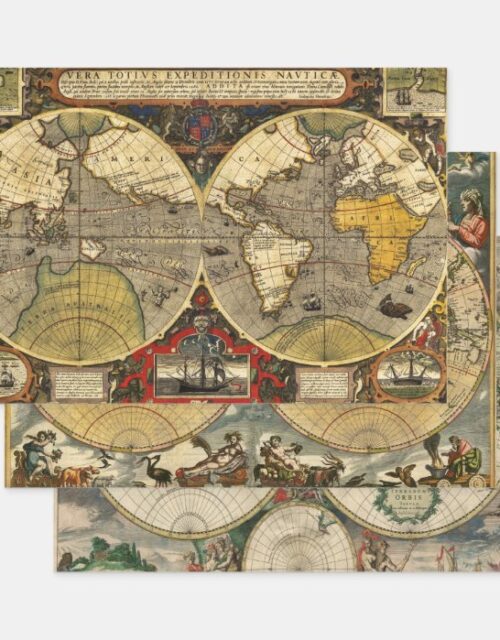 Antique World Maps Wrapping Paper Sheets