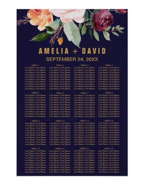 Autumn Floral Seating Chart