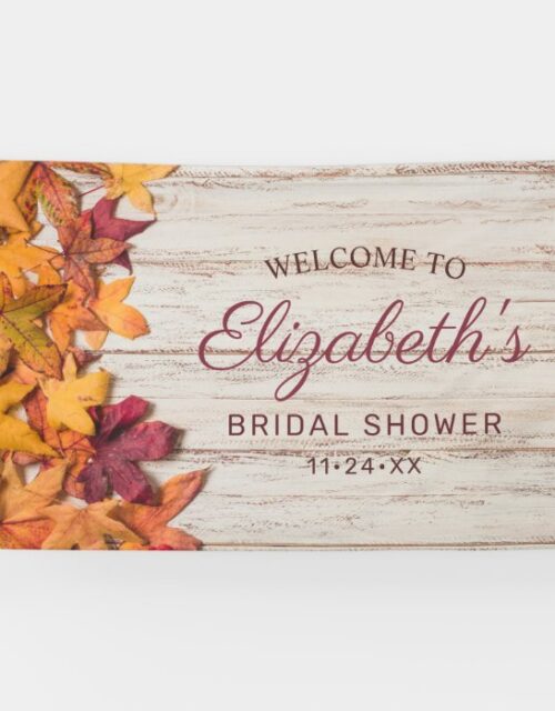 Autumn Leaves Rustic Wood Bridal Shower Banner