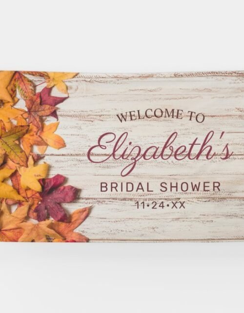 Autumn Leaves Rustic Wood Bridal Shower Banner