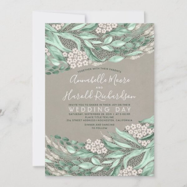 Baby's Breath and Greenery Elegant Rustic Wedding Invitation