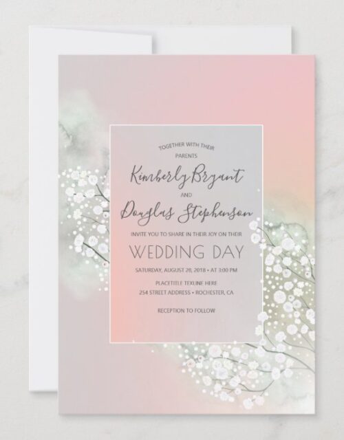 Baby's Breath Floral Elegant Blush Pink Wedding Invitation
