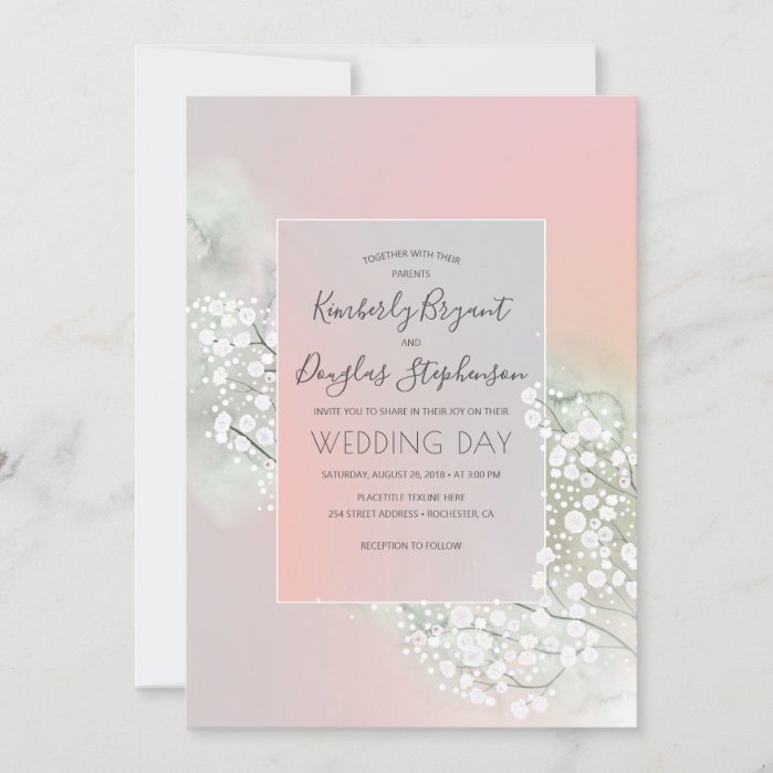 Baby's Breath Floral Elegant Blush Pink Wedding Invitation