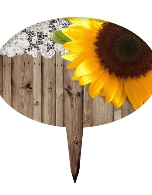 barnwood lace rustic western country sunflower cake topper