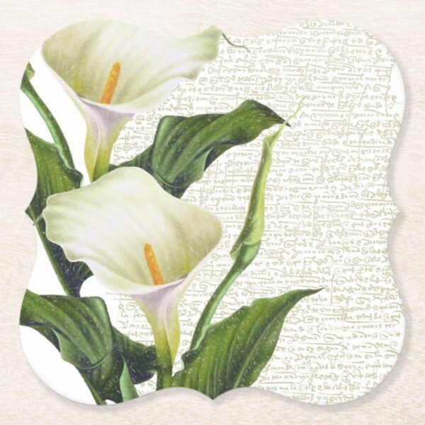 Beautiful Calla Lilies Paper Coaster