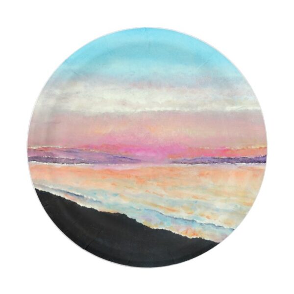Beautiful Painted Sunset In Pastels | Paper Plate